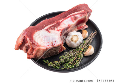 Fresh beef soup bones with marrow and meat, perfect for homemade broth, stock and long simmered nourishing soups. 137455363