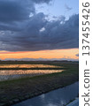 Sunset on the surface of the water 137455426