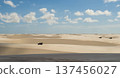 Lencois Maranhenses National Park with off-road vehicles crossing white sand dunes, Maranhao, Brazil 137456027
