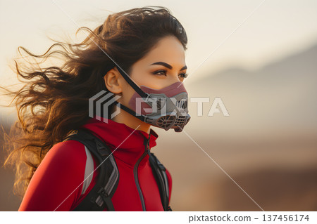 Wear a cloth to cover the nose to prevent respiratory disease Generative AI 137456174