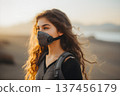 Wear a cloth to cover the nose to prevent respiratory disease Generative AI 137456179