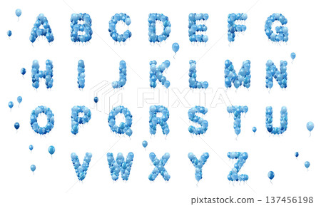 用藍色氣球拼成的英文字母 用藍色氣球拼成的英文字母 137456198