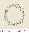 Circular frames of green branches. Leaf wreath  137456213