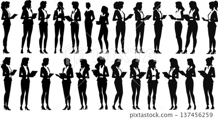 Illustration of a businesswoman having a meeting 137456259