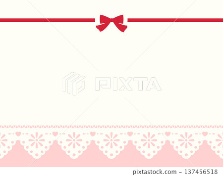 粉紅色背景,飾以蕾絲和絲帶 粉紅色背景,飾以蕾絲和絲帶 137456518