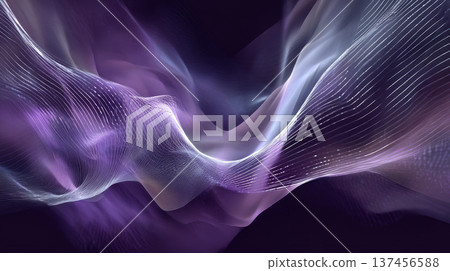 Beautiful luxury 3D modern abstract neon background consisting of waves with slight digital effect. 3d illustration, 3d rendering. 3d abstract modern business background wallpaper, wavy lines 137456588
