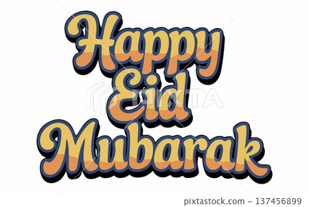 Retro Style "Eid Mubarak" Typography with Pastel Color Gradients 137456899