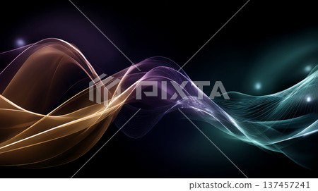 Beautiful luxury 3D modern abstract neon background consisting of waves with slight digital effect. 3d illustration, 3d rendering. 3d abstract modern business background wallpaper, wavy lines 137457241