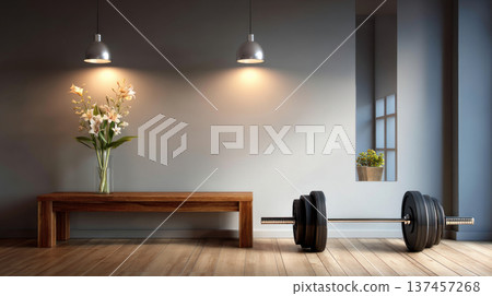 Equipment and exercise machines in the fitness center modern gym for sports, fitness and yoga. Healthy lifestyle, life on sports, maintaining a figure in a slim body 137457268