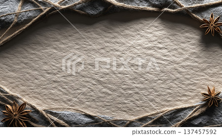 天然紙張紋理和麻繩框架背景材質 137457592