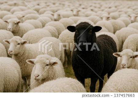 A black sheep among whites, a metaphor for individuality and non-conformity. 137457663