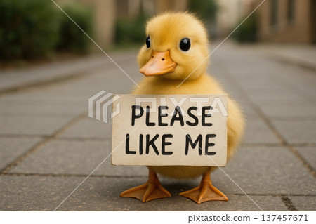 A duckling with a request for recognition as a metaphor for social dependence. A duckling with a request for recognition as a metaphor for social dependence. 137457671