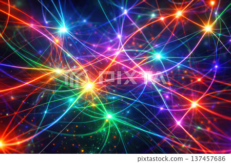 An abstract network of luminous lines and dots. An abstract network of luminous lines and dots. 137457686