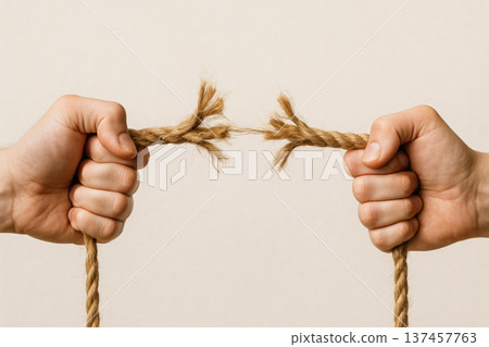 Breaking the rope between two hands. Breaking the rope between two hands. 137457763