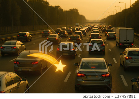 A shooting star is stuck in a traffic jam. A shooting star is stuck in a traffic jam. 137457891
