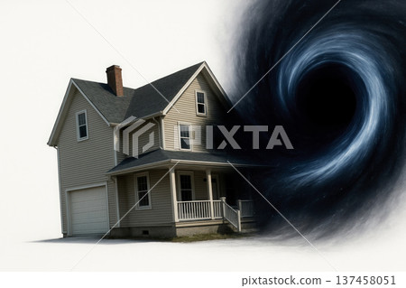 A private house disappearing into a black hole. 137458051