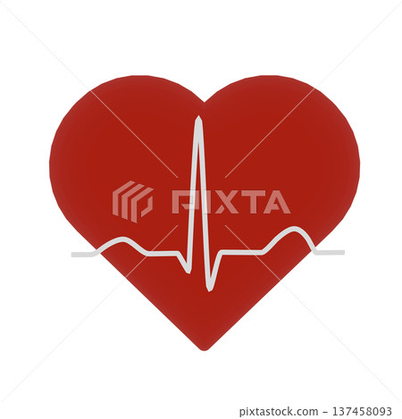 Red heart symbol and electrocardiogram waveform Red heart symbol and electrocardiogram waveform 137458093