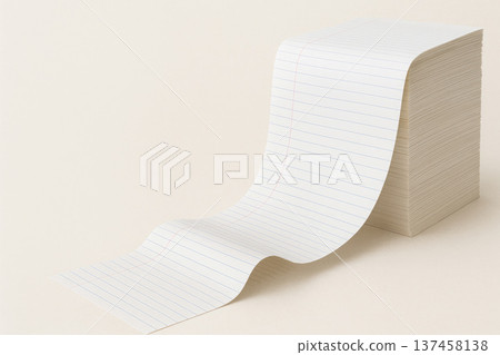 The line of paper descends like a waterfall from a block. The line of paper descends like a waterfall from a block. 137458138