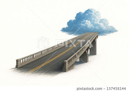 A bridge stretching into the clouds. Space for text. A bridge stretching into the clouds. Space for text. 137458144
