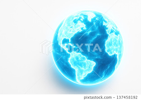 A glowing globe with a blue glow. Space for text. A glowing globe with a blue glow. Space for text. 137458192