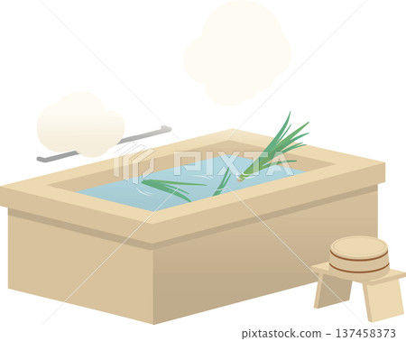 男孩節鳶尾花浴向量圖，展現日本傳統沐浴文化 137458373