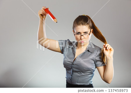 Angry mad bossy businesswoman being furious 137458973
