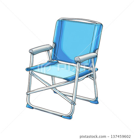Blue folding chair with armrest and metal frame, casual comfort Blue folding chair with armrest and metal frame, casual comfort 137459602
