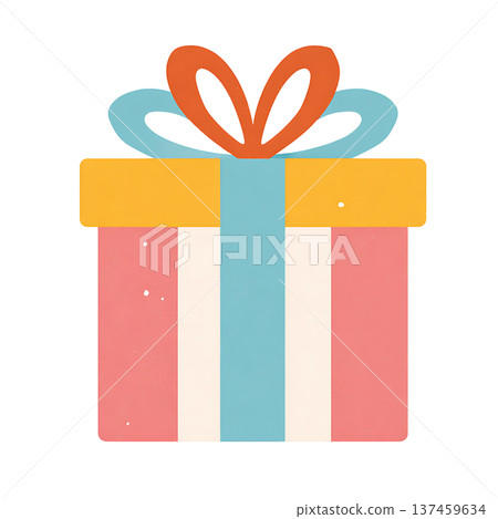 Gift box blue ribbon orange bow cheerful present Gift box blue ribbon orange bow cheerful present 137459634