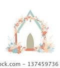Rustic floral chapel arch with pastel flowers and foliage 137459736