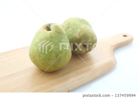 La France pears and cutting board 137459994