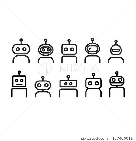 AI Robot avatar outline icons vector illustration 137460011