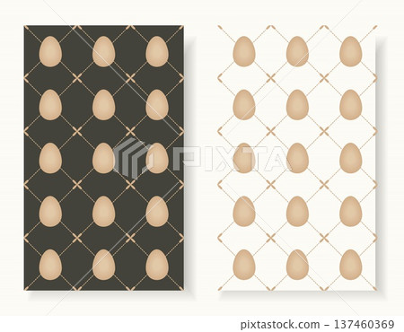Elegant minimalist seamless pattern for Easter featuring eggs and minimalist grid lines. Modern spring vector background in gold tones for wrapping paper textile fabric and festive holiday design. Elegant minimalist seamless pattern for Easter featuring eggs and minimalist grid lines. Modern spring vector background in gold tones for wrapping paper textile fabric and festive holiday design. 137460369