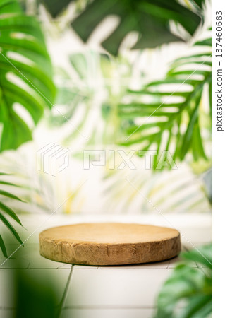 Cosmetics product advertising stand. Cosmetics product advertising stand. 137460683