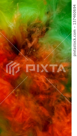 Paint cloud. Ink drop splash. Blur orange yellow green color spreading acrylic pigment smoke cloud art water on abstract background. Paint cloud. Ink drop splash. Blur orange yellow green color spreading acrylic pigment smoke cloud art water on abstract background. 137460694