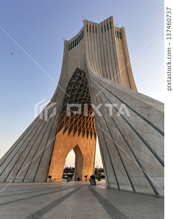 Azadi Tower, Freedom Tower built of Isfahan white marble on the square, Gateway to Tehran, Persian Empire, Architect Hossein Amanat, Shah Memorial Tower 137460737