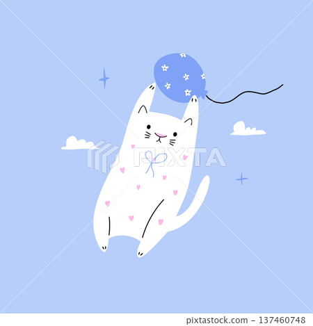 cat, balloon, vector 137460748