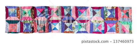 handcrafted long patchwork scarf from silk fabrics 137460973