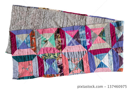 folded handcrafted long patchwork silk scarf folded handcrafted long patchwork silk scarf 137460975
