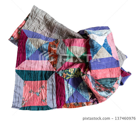 crumpled handcrafted long patchwork silk scarf 137460976