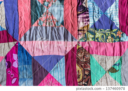 background from hand-crafted silk patchwork cloth background from hand-crafted silk patchwork cloth 137460978
