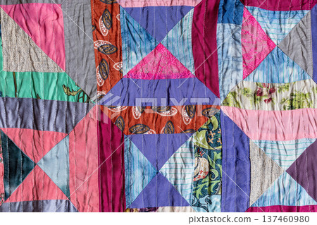 background from handcrafted crushed silk patchwork 137460980