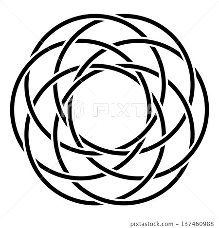 Intricately Woven Symmetrical Toroidal Cluster of Linked Vector Circles Knot Intricately Woven Symmetrical Toroidal Cluster of Linked Vector Circles Knot 137460988