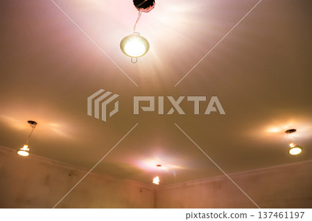 few ceiling light fixtures pulled out of holes few ceiling light fixtures pulled out of holes 137461197