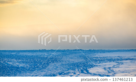 panoramic view of yellow sky over Kandalaksha bay panoramic view of yellow sky over Kandalaksha bay 137461213