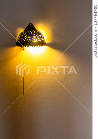 arabic wall electric light on peach painted wal arabic wall electric light on peach painted wal 137461400