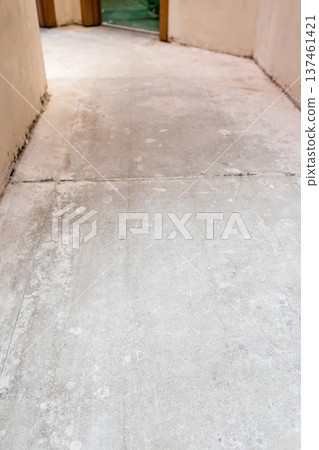 hall with concrete flooring during renovation hall with concrete flooring during renovation 137461421