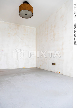 room with plastered walls and self-leveling floor 137461431