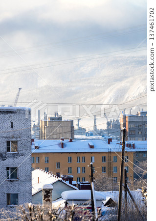 bove view of apartment houses in Murmansk city bove view of apartment houses in Murmansk city 137461702
