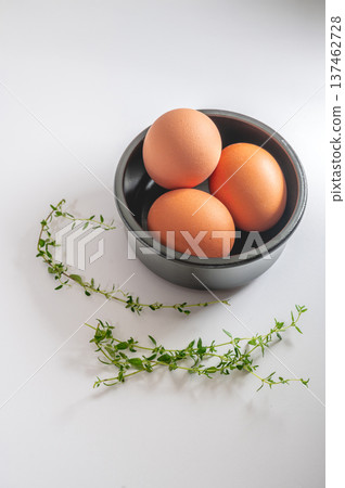 Farm to Table Eggs in Black Bowl Farm to Table Eggs in Black Bowl 137462728