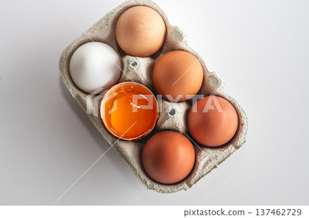 Natural Eggs with Open Egg Detail Natural Eggs with Open Egg Detail 137462729